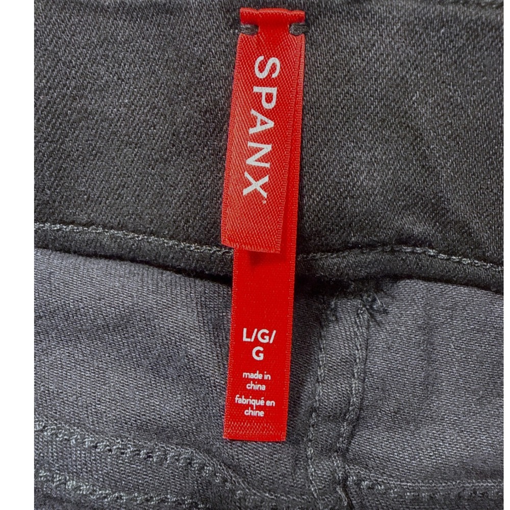 Spanx Flare Jeans Clean Black High Rise Pull On Stretch Denim 20326R Womens L - Picture 6 of 13
